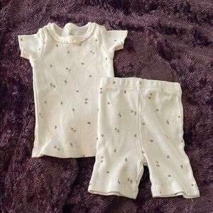 White Floral Biker Shorts Set